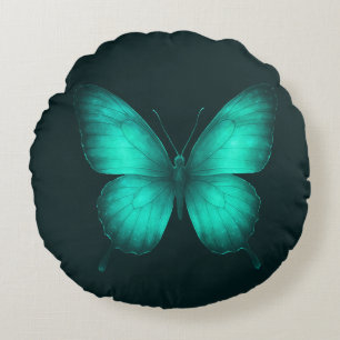 DESIGN DE ALMOFADAS BORBOLETAS VERDES ROUND CUSHION