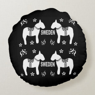 design elements of symbols of Sweden Round Cushion