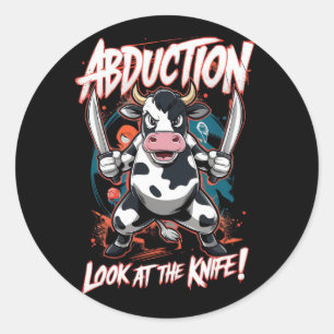 Design featuring a Cow character			 Classic Round Sticker