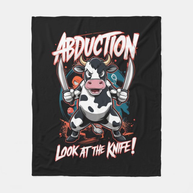 Design featuring a Cow character Fleece Blanket (Front)