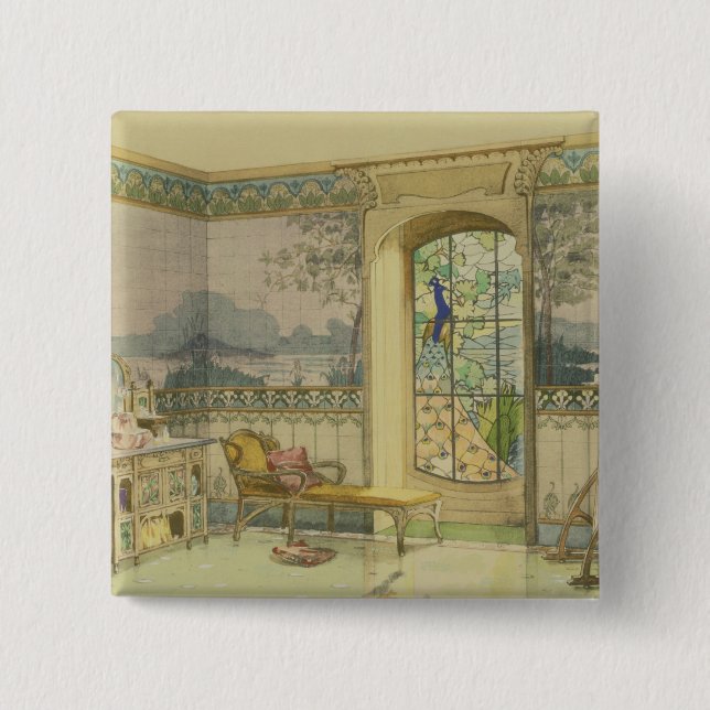 Design for a Bathroom, from 'Interieurs Modernes', 15 Cm Square Badge (Front)