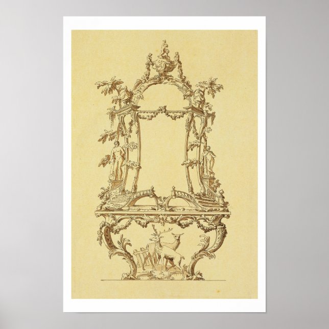 Design for a Console Table (pen & ink wash) Poster (Front)