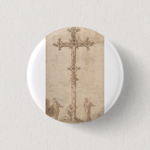 Design for a Crucifix with the Virgin Mary 3 Cm Round Badge