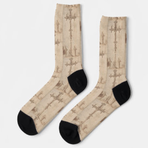 Design for a Crucifix with the Virgin Mary Socks