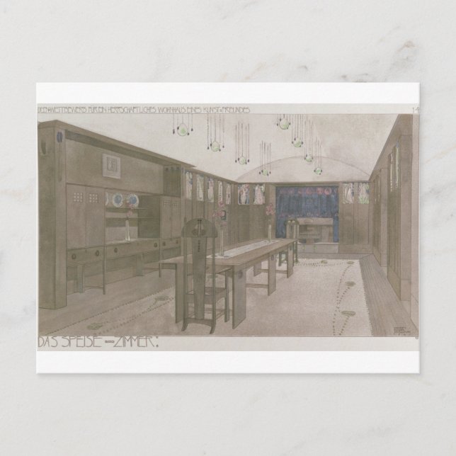 Design for a Dining Room, 1901 (colour litho) Postcard (Front)