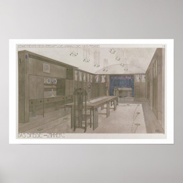 Design for a Dining Room, 1901 (colour litho) Poster (Front)