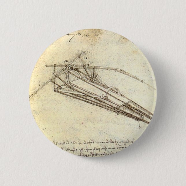 Design for a flying machine. 6 cm round badge (Front)