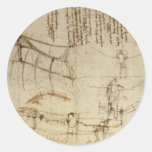 Design for a Flying Machine by Leonardo Da Vinci Classic Round Sticker
