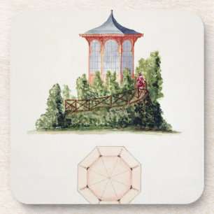 Design for a pavilion in simplified oriental style coaster