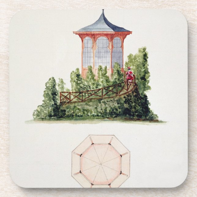 Design for a pavilion in simplified oriental style coaster (Front)