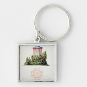 Design for a pavilion in simplified oriental style key ring