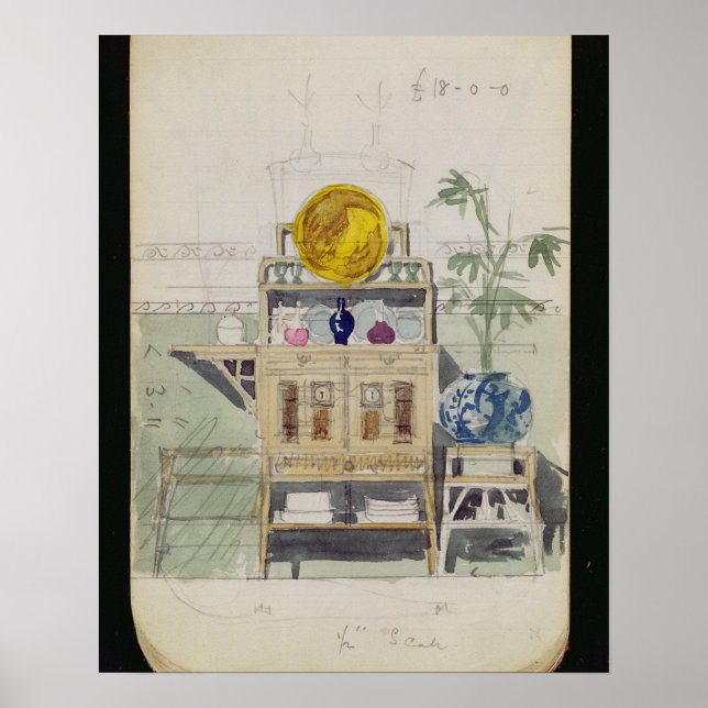 Design for a Sideboard, c.1860s-70s (w/c & pencil Poster (Front)