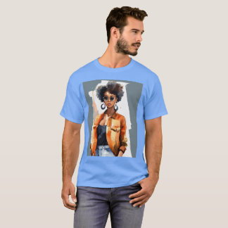 design for a t-shirt featuring a black woman with
