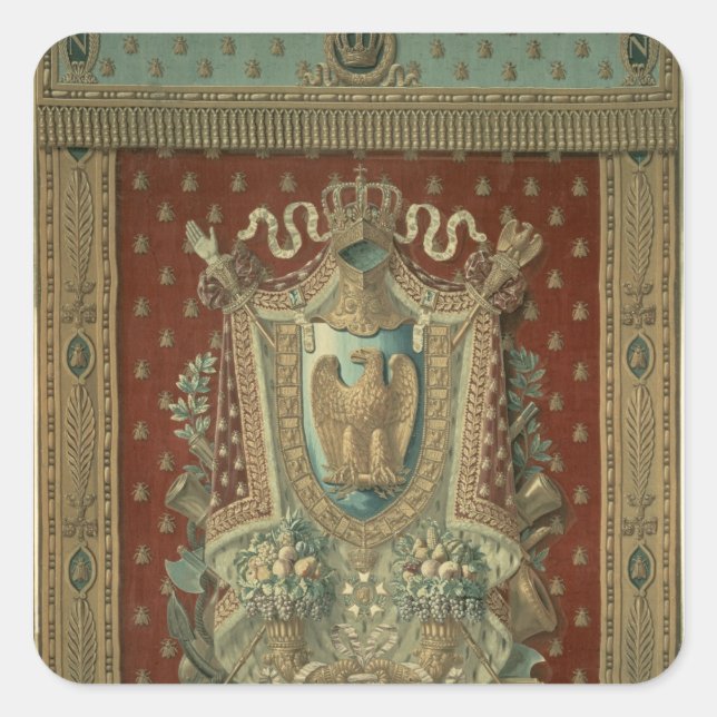 Design for a tapestry in Bonaparte's study Square Sticker (Front)