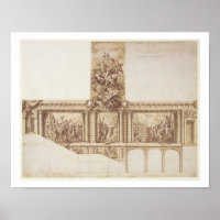 Design for Ceiling Walls and Staircase (pen, brown