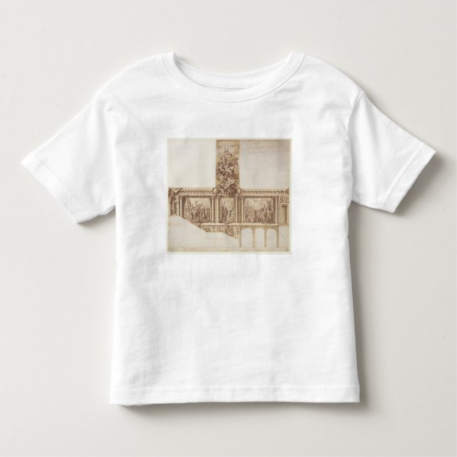 Design for Ceiling Walls and Staircase (pen, brown Toddler T-Shirt (Front)