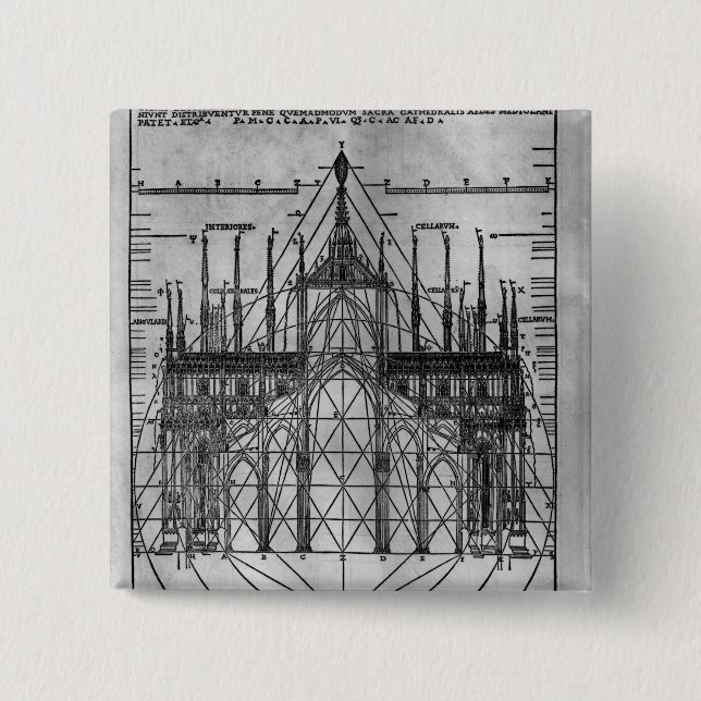 Design for Milan Cathedral 15 Cm Square Badge (Front)