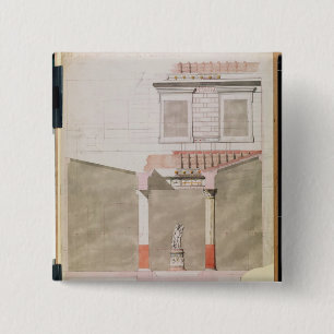 Design for the atrium of the Pompeiian palace 15 Cm Square Badge