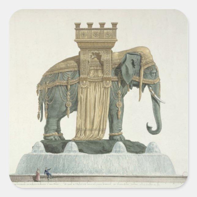 Design for the Elephant Fountain Square Sticker (Front)