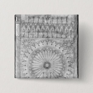 Design for the rose window and gallery of 15 cm square badge