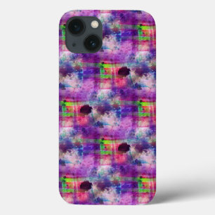 Design green, purple texture watercolor iPhone 13 case