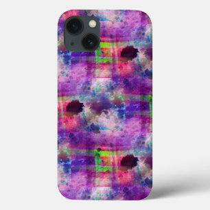Design green, purple texture watercolor iPhone 13 case