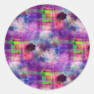 Design green, purple texture watercolor classic round sticker