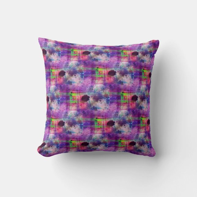 Design green, purple texture watercolor cushion (Front)