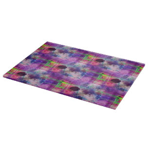 Design green, purple texture watercolor cutting board