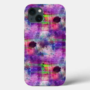 Design green, purple texture watercolor iPhone 13 case