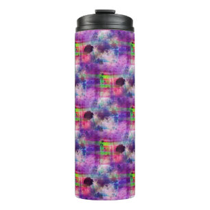 Design green, purple texture watercolor thermal tumbler