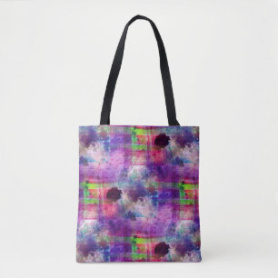 Design green, purple texture watercolor tote bag