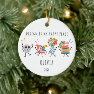 Design Is My Happy Place Personalised Ornament