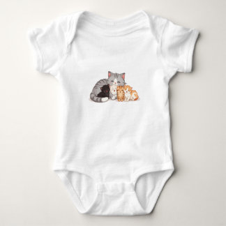 Design - Kitten Family Cuddle Portrait - T-Shirt Baby Bodysuit