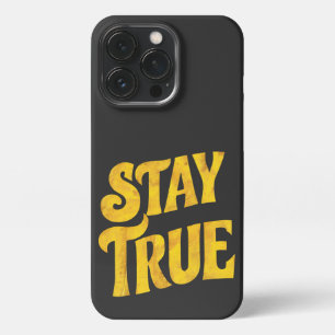 Design Motivating 'Stay True' in Textured Gold iPhone 13 Pro Case