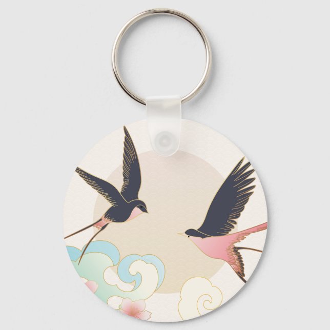  Design of elegant swallow birds Key Ring (Front)
