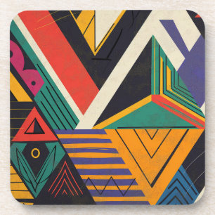 Design of triangles in vibrant colours with patter coaster