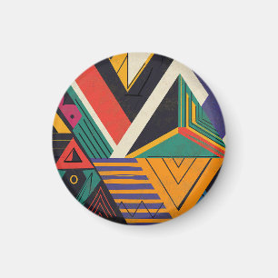 Design of triangles in vibrant colours with patter magnet