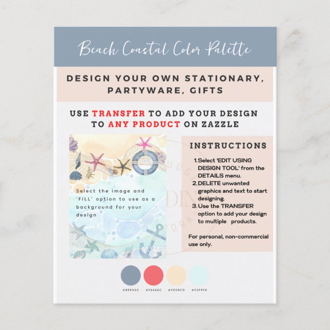 Design Own Beach Coastal Nautical Stationary Gifts Flyer (Front)