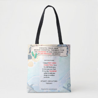 Design Own Beach Coastal Nautical  Tote Bag