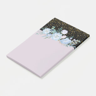 Design Own Blue Floral Business or Event Stationer Post-it Notes