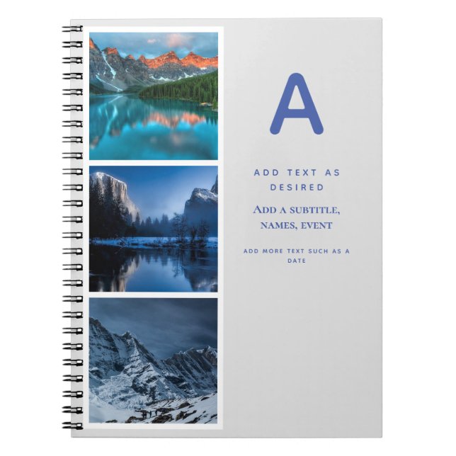 Design own Journal Gift With Photos Text Initial (Front)