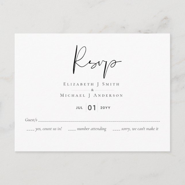 DESIGN Own Wedding RSVP MUNU - Budget Template Postcard (Front)