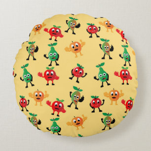 Design patterns with cute fruit character shapesab round cushion