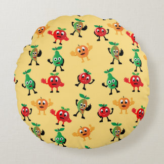 Design patterns with cute fruit character shapesab round cushion