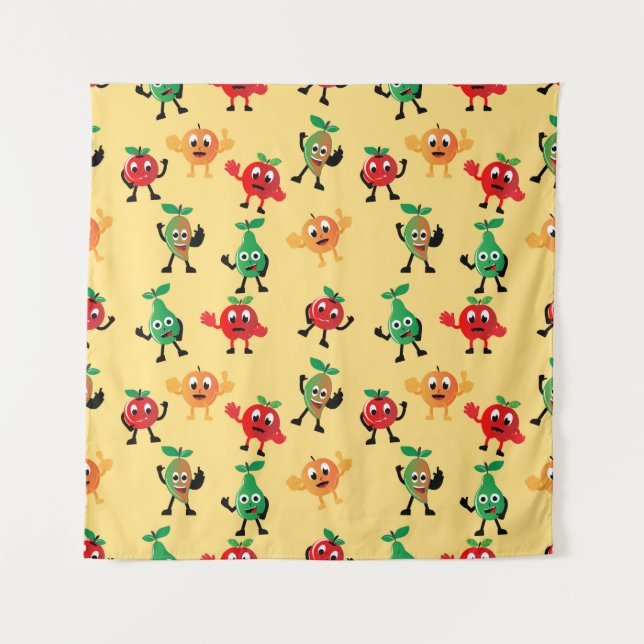 Design patterns with cute fruit character shapesab tapestry (Front)