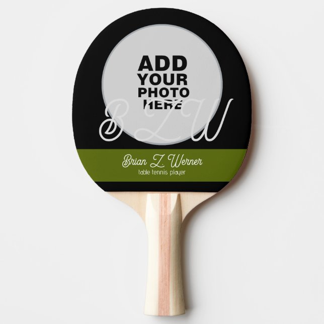 Design Photo Ping Pong Paddle with Name & Initials (Front)