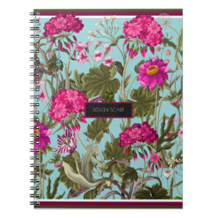 Design scarf with geraniums and wild flowers. Tren Notebook