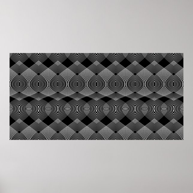 Design seamless monochrome lines textured pattern. poster (Front)