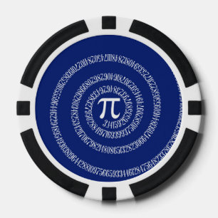 Design Spiral for Pi on Navy Blue Poker Chips